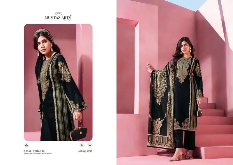 Gulbagh By Mumtaz Jam Satin Digital Printed Dress Material Suppliers In India